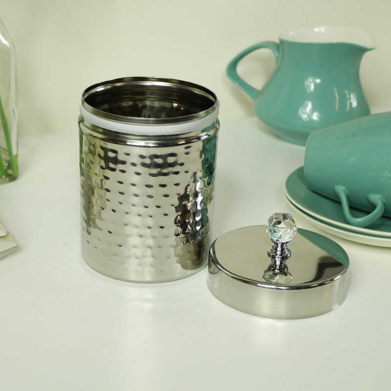 Polished Silver Metal Storage Cannister