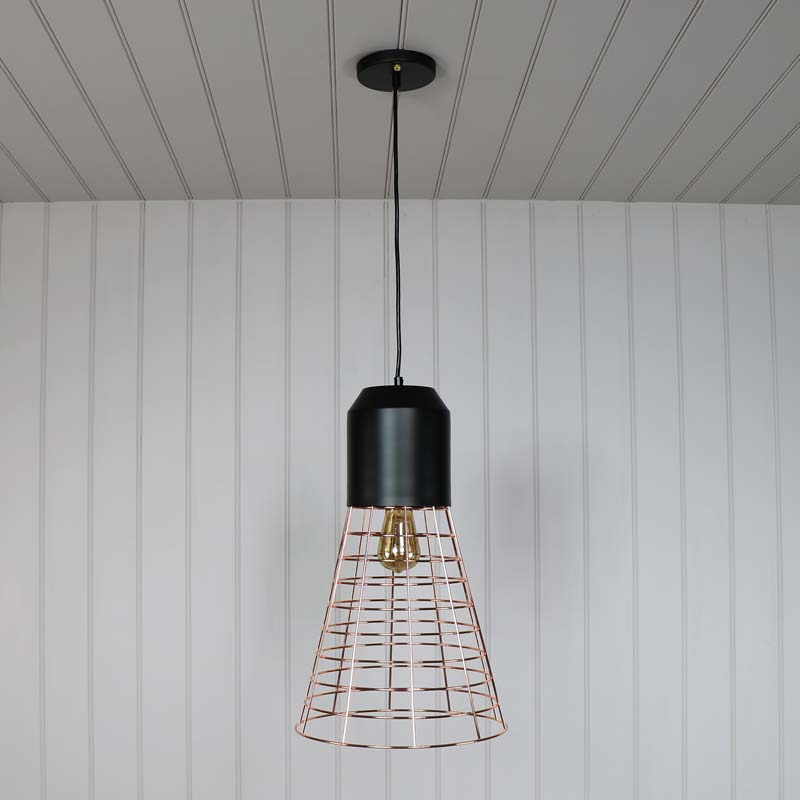 Rose Gold Wire Industrial Style Pendant Light Melody Maison