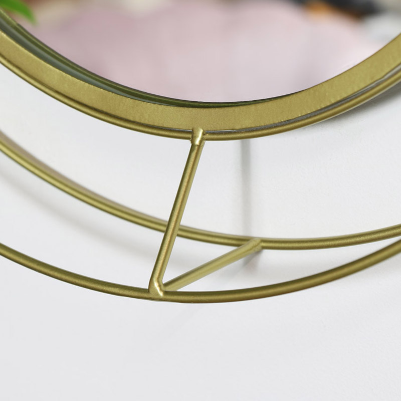 Round Gold Metal Framed Wall Mirror 53cm x 53cm