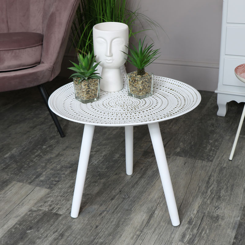 Round White Side Table