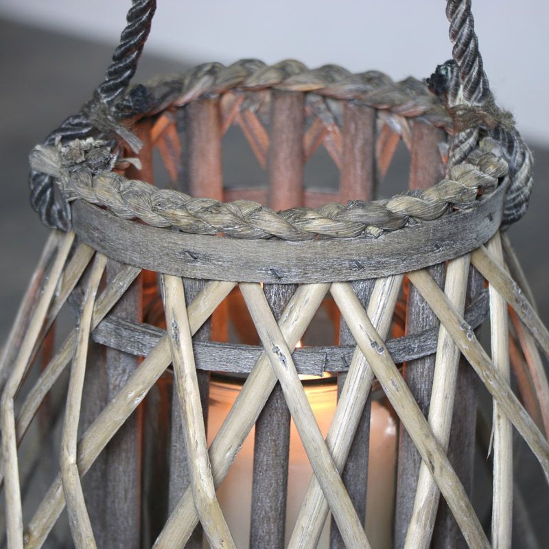 Rustic Wicker Candle Lantern