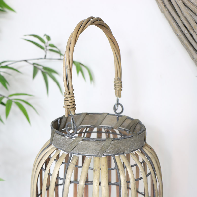 Rustic Wicker Heart Candle Lantern