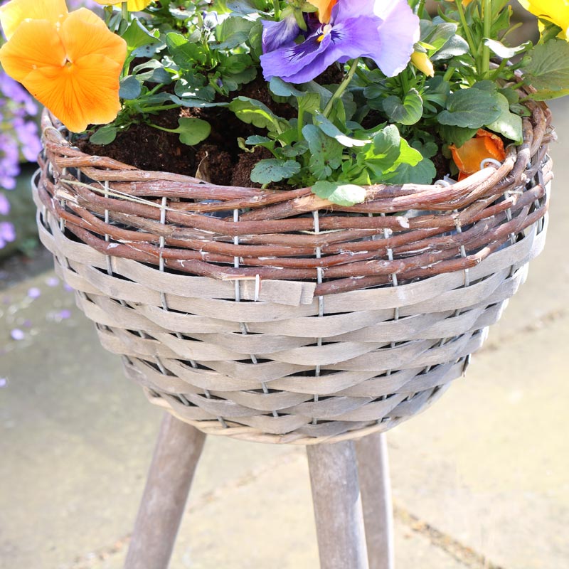 Wicker Basket Plant Stand