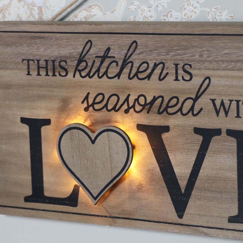 Rustic Wooden Wall Mounted LED Love Plaque