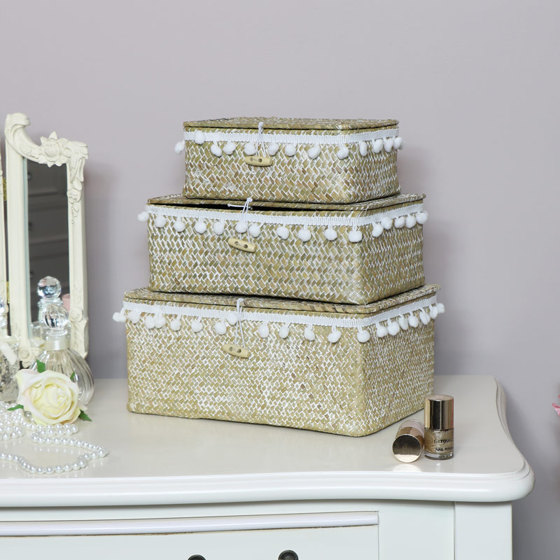 Storage Boxes - Boho Pom Pom Style