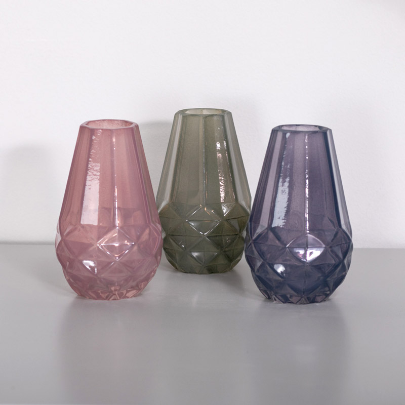 Pink, Grey & Purple Glass Bud Vase Set