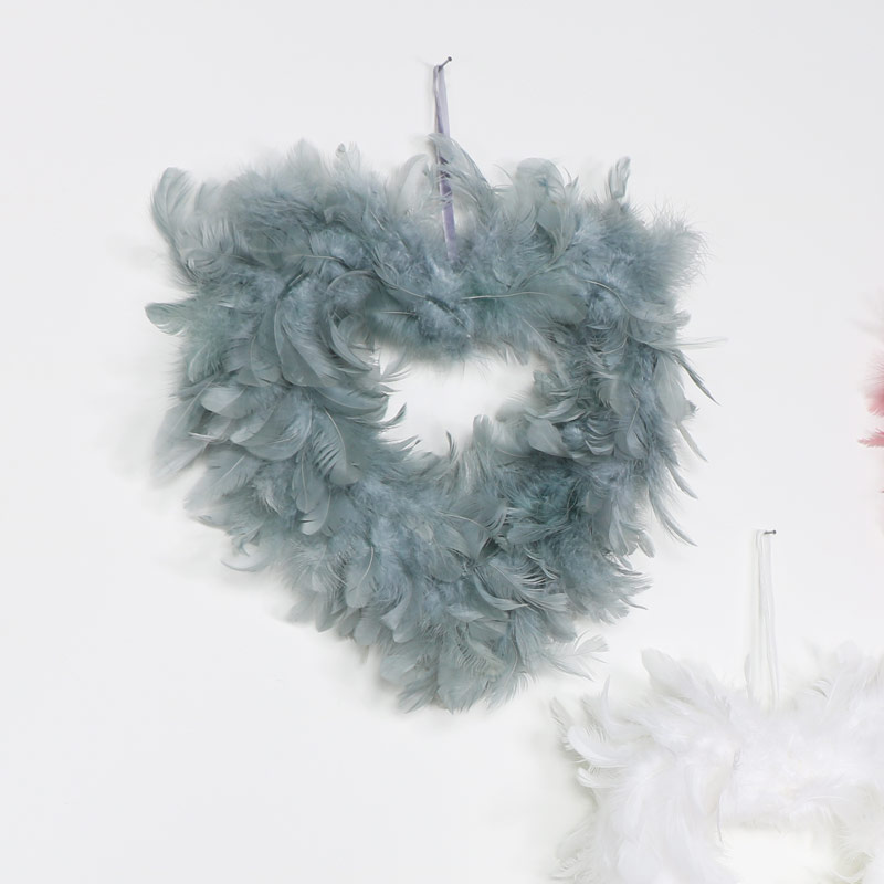 Set of 3 Hanging Feather Heart Hanging Decoration