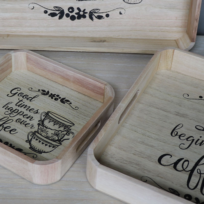 Set of 3 Square Coffee Serving Trays