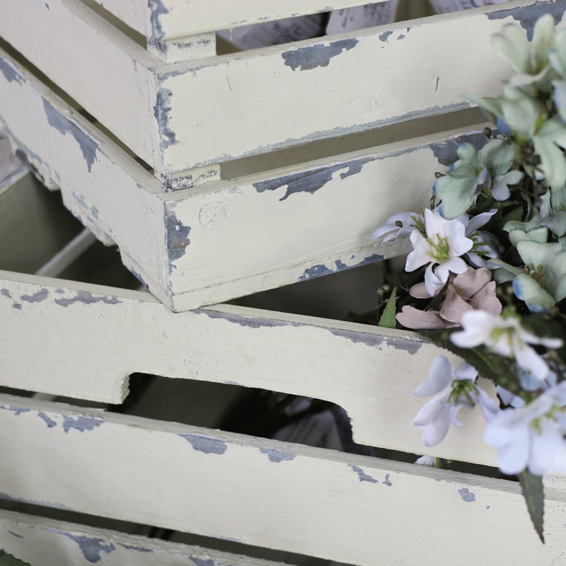 Set of Four Rustic Wooden Storage Box Crates