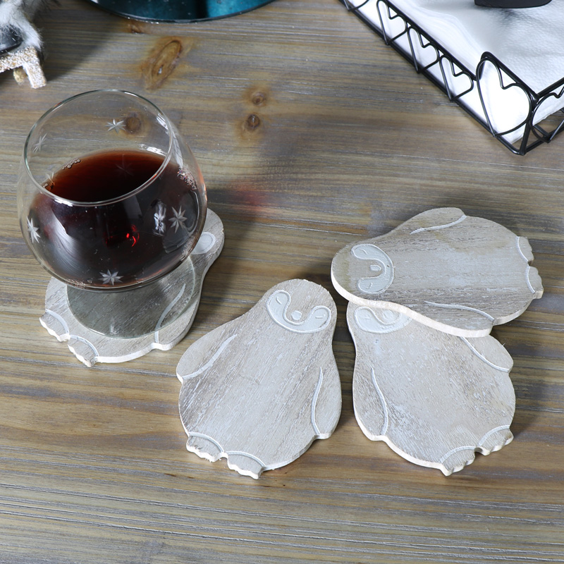 Set of Wooden Baby Penguin Coasters