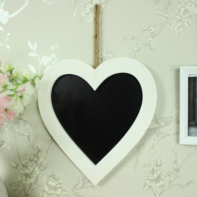 Small White Wooden Framed Love Heart Chalkboard