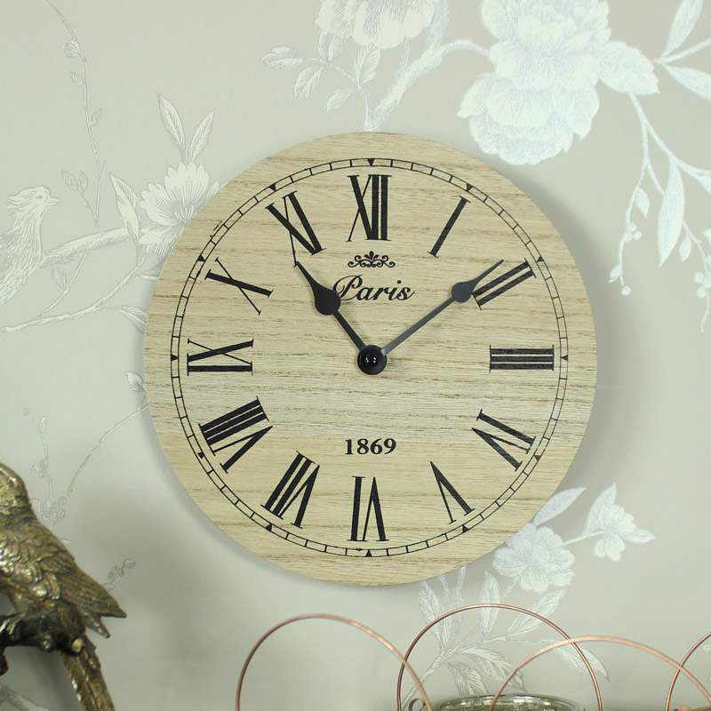 Small Wooden Paris Wall Clock