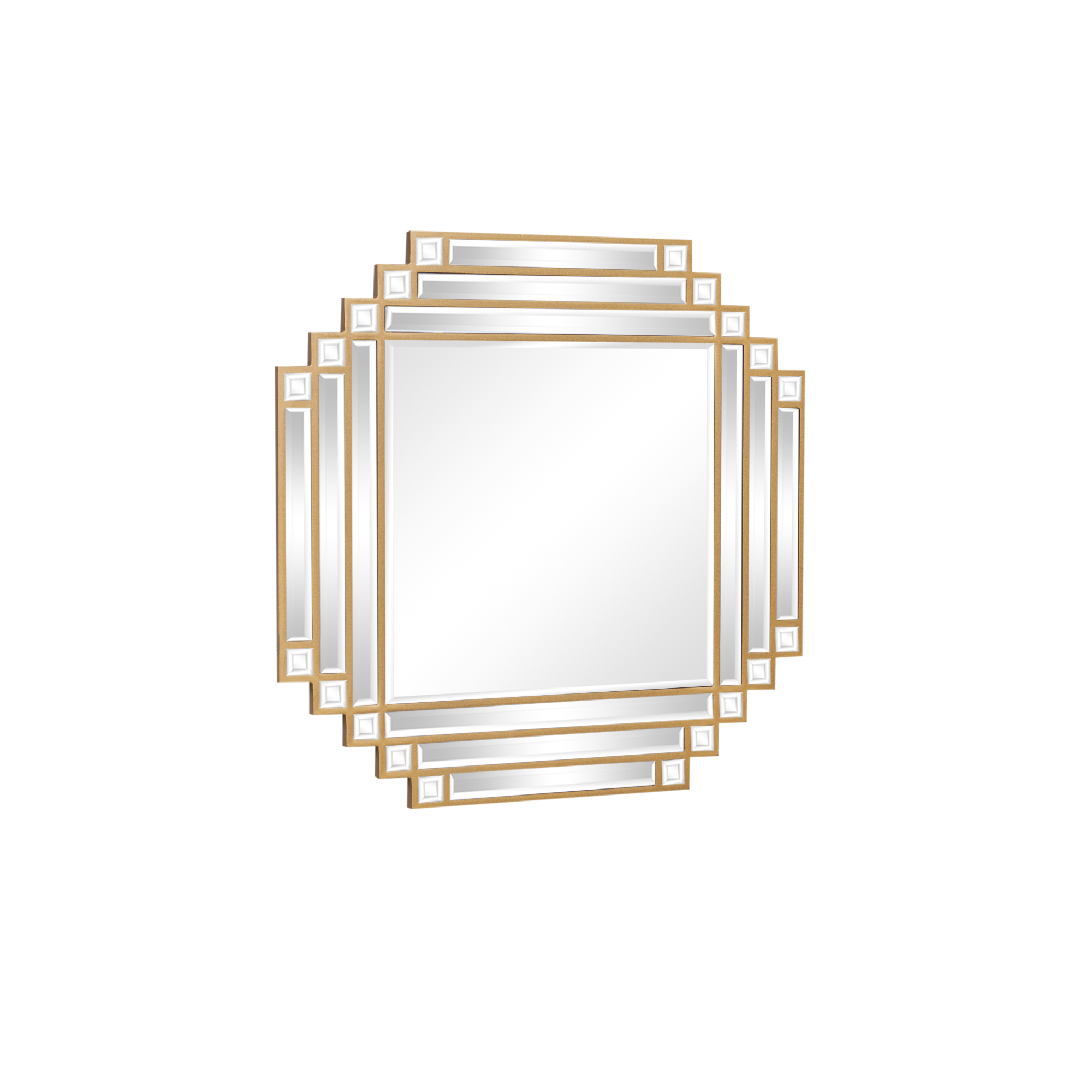 Square Gold Art Deco Fan Wall Mirror 55cm x 55cm