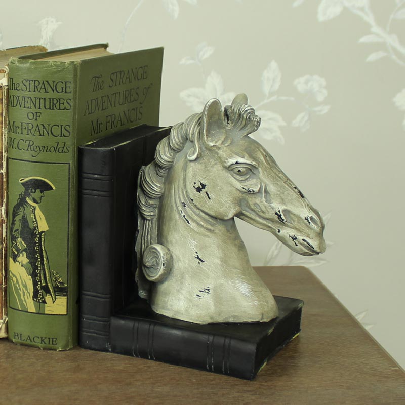 Stone Effect Horse Head Bookends