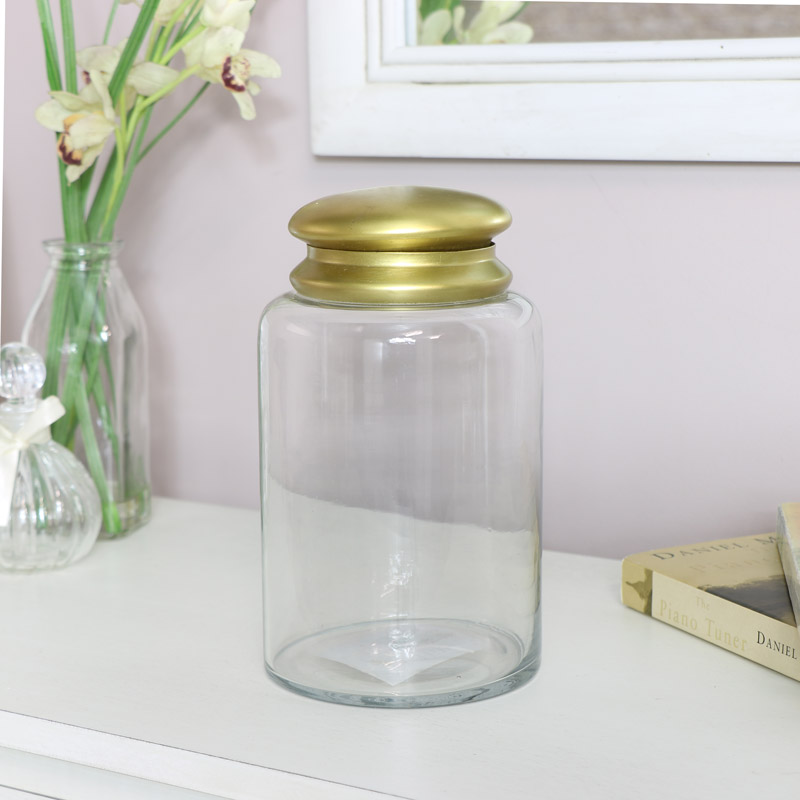 Tall Glass Sweet Jar with Bronze Lid