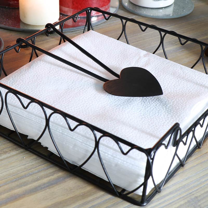 Vintage Black Metal Heart Napkin Holder