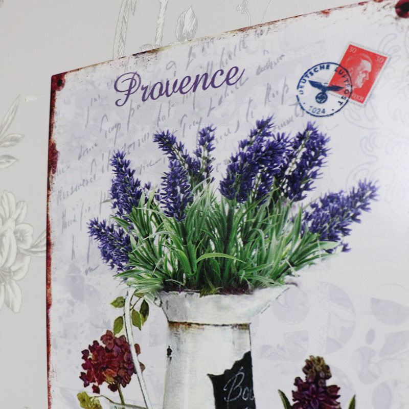 Vintage French Lavender Metal Wall Plaque