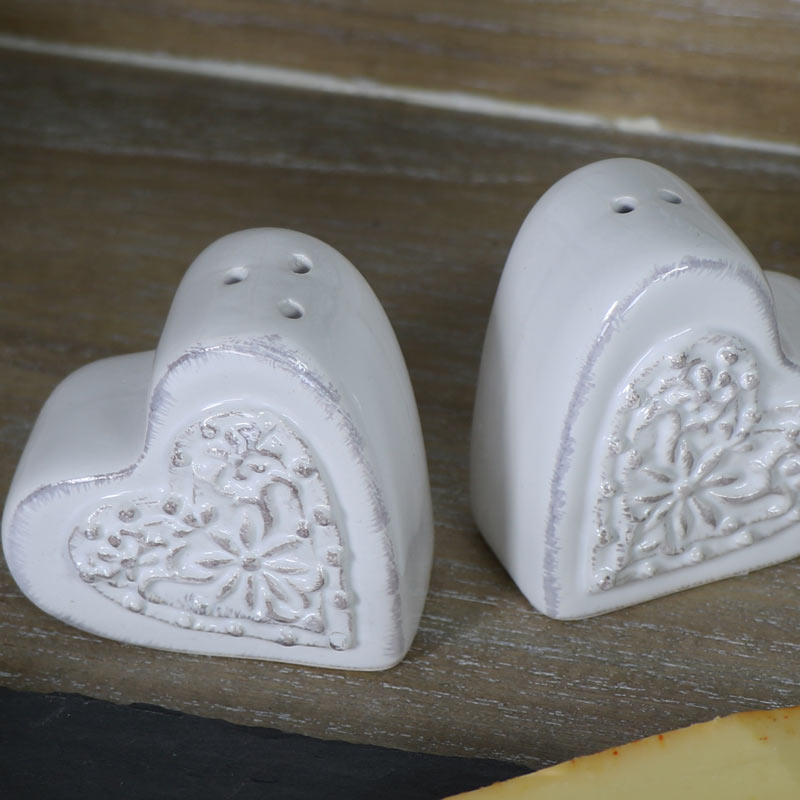 Vintage Heart Salt & Pepper Cruet Set