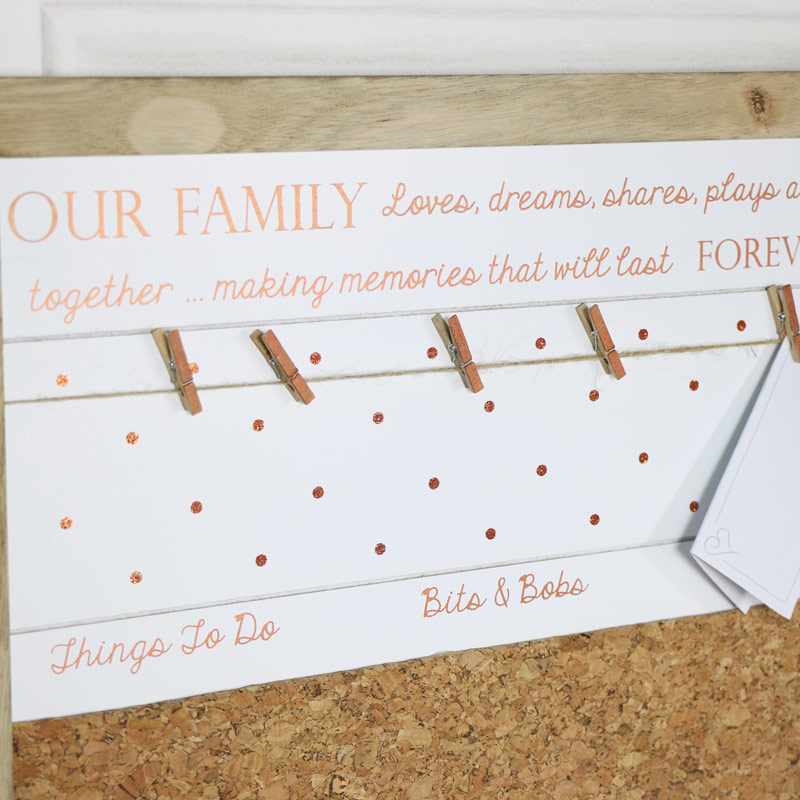 Wall Mounted 'Our Family' Memo Notice Board