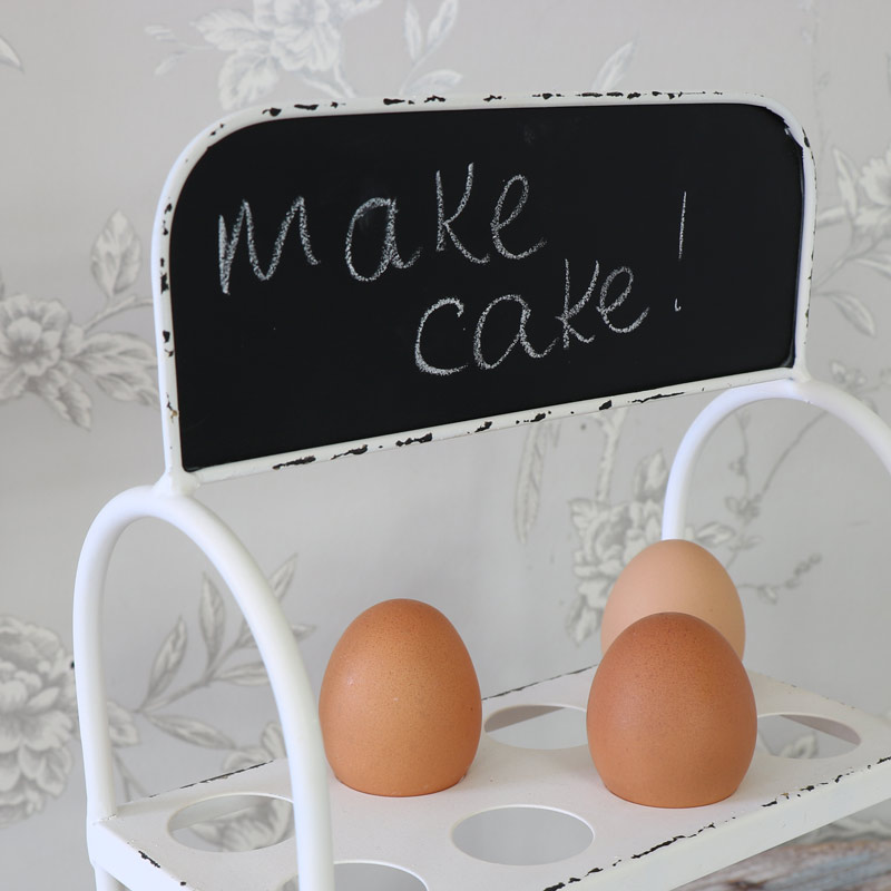 White Metal Egg Rack with Blackboard