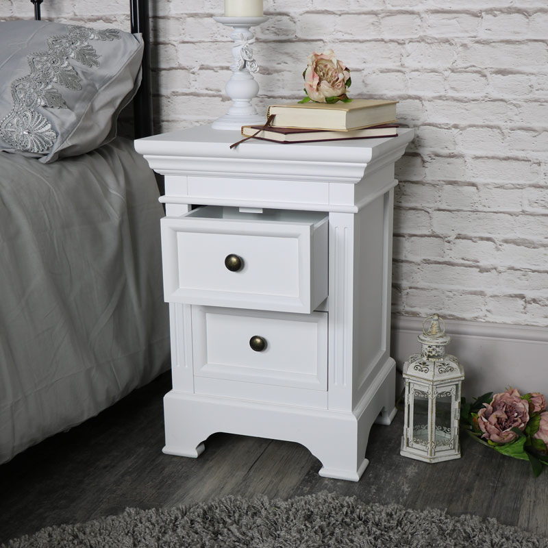 White Vintage Bedside Table - Daventry White Range SECONDS ITEM