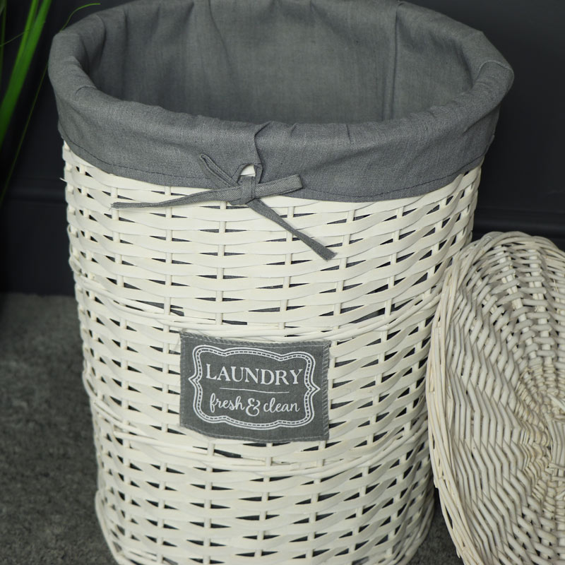 White Willow Wicker Basket Laundry Hamper