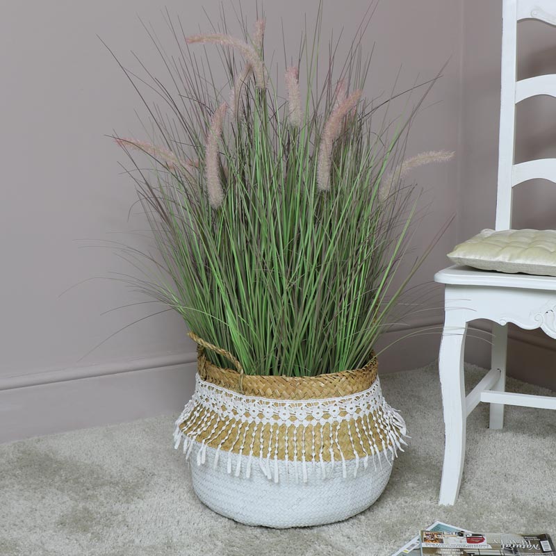 White Woven Lacy Storage Basket