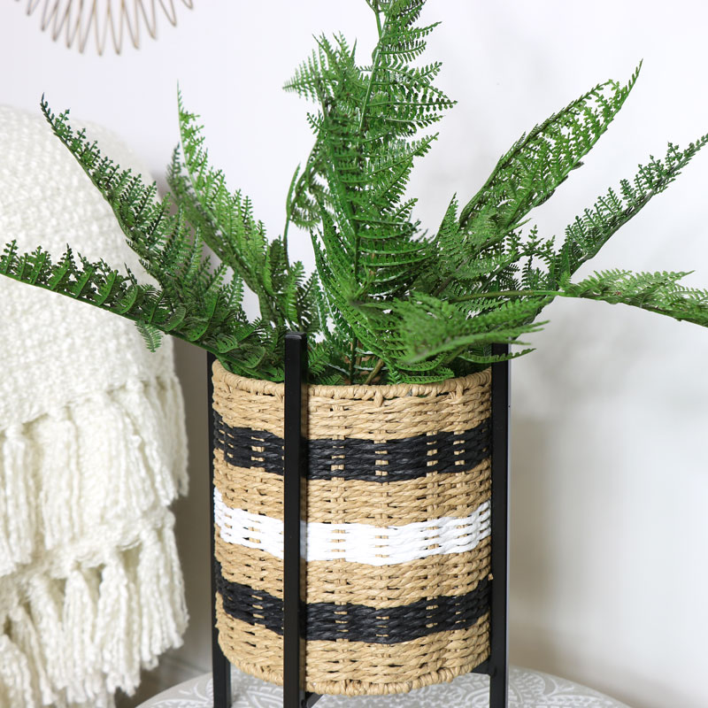 Wicker Basket Planter on Stand