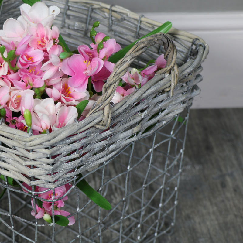 Wicker & Metal Storage Basket