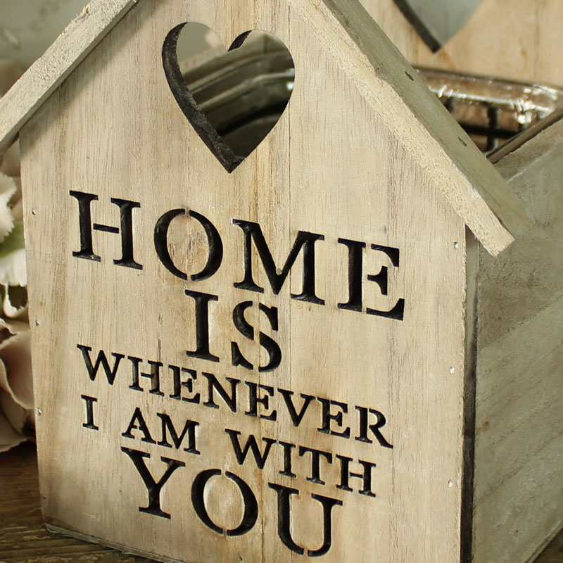 Wooden House Heart Tea Light Candle Holder