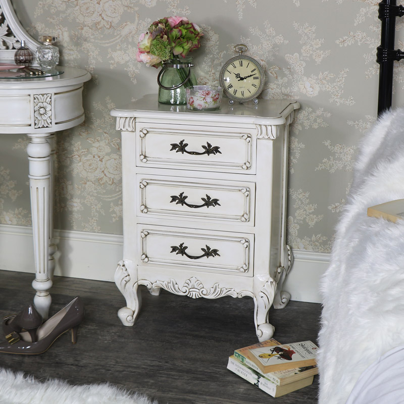 Cream Vintage Bedside Table - Limoges Range 