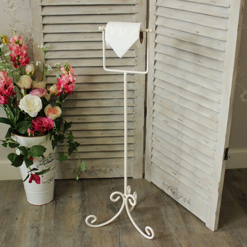 Cream Floor standing Toilet Roll Holder 