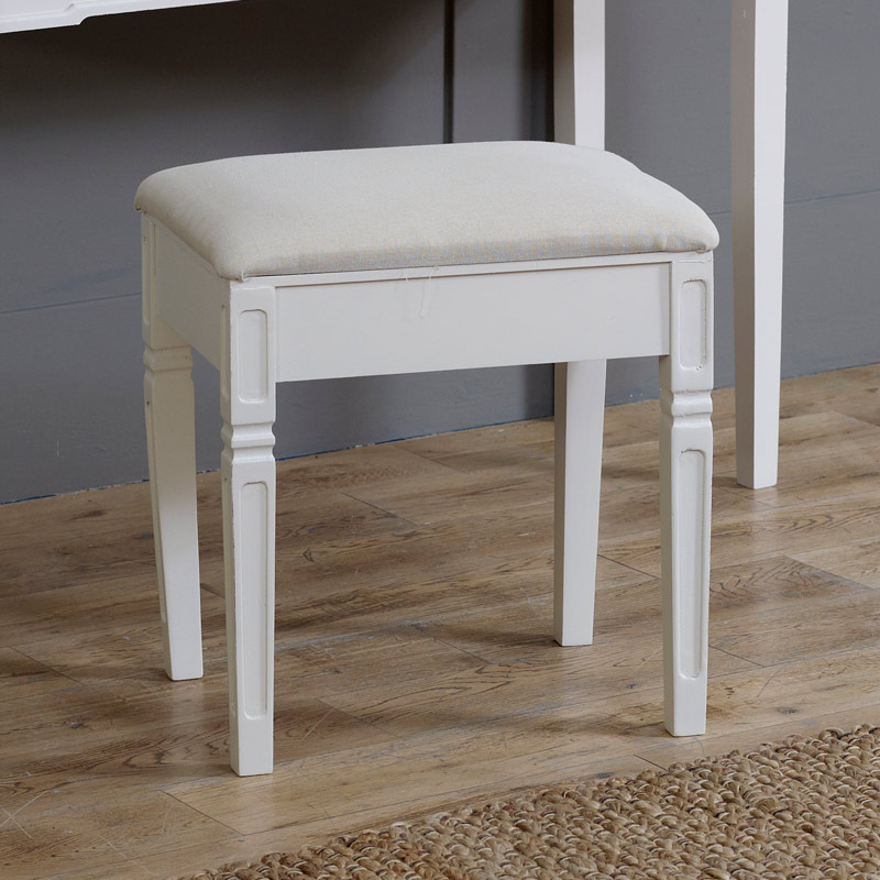 Cream Padded Bedroom Stool - Lyon Range