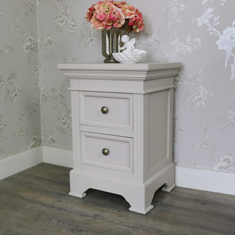 2 Drawer Grey Bedside Table - Daventry Taupe-Grey Range SECONDS ITEM