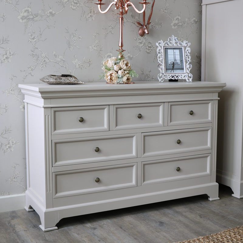 Large Grey 7 Drawer Chest of Drawers - Daventry Taupe-Grey Range DAMAGED SECOND 1055 