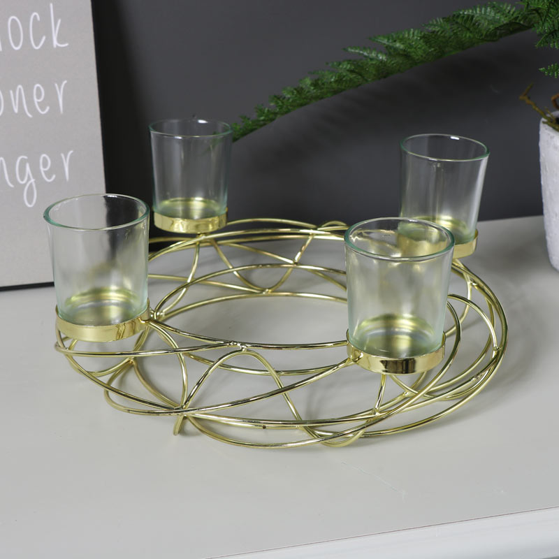 Decorative Gold Wire Tealight Candle Holder