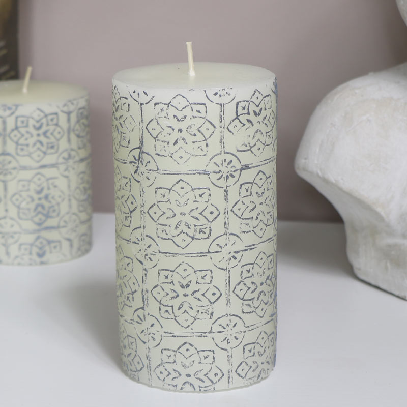 Decorative White Pillar Candle