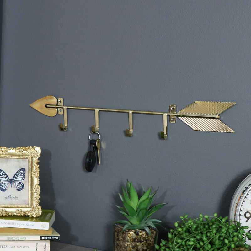 Industrial Gold Arrow Key Wall Hooks