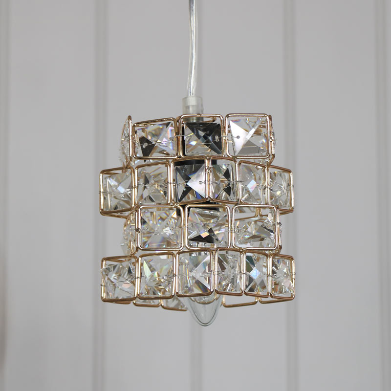 Gold Jewelled Cube Pendant Light