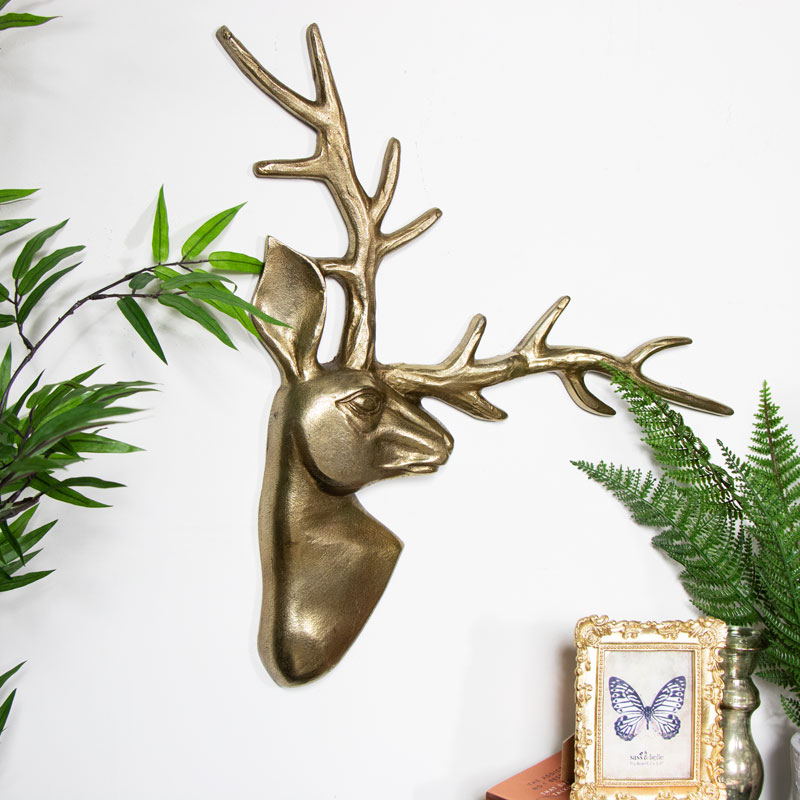 Gold Metal Stag Wall Art