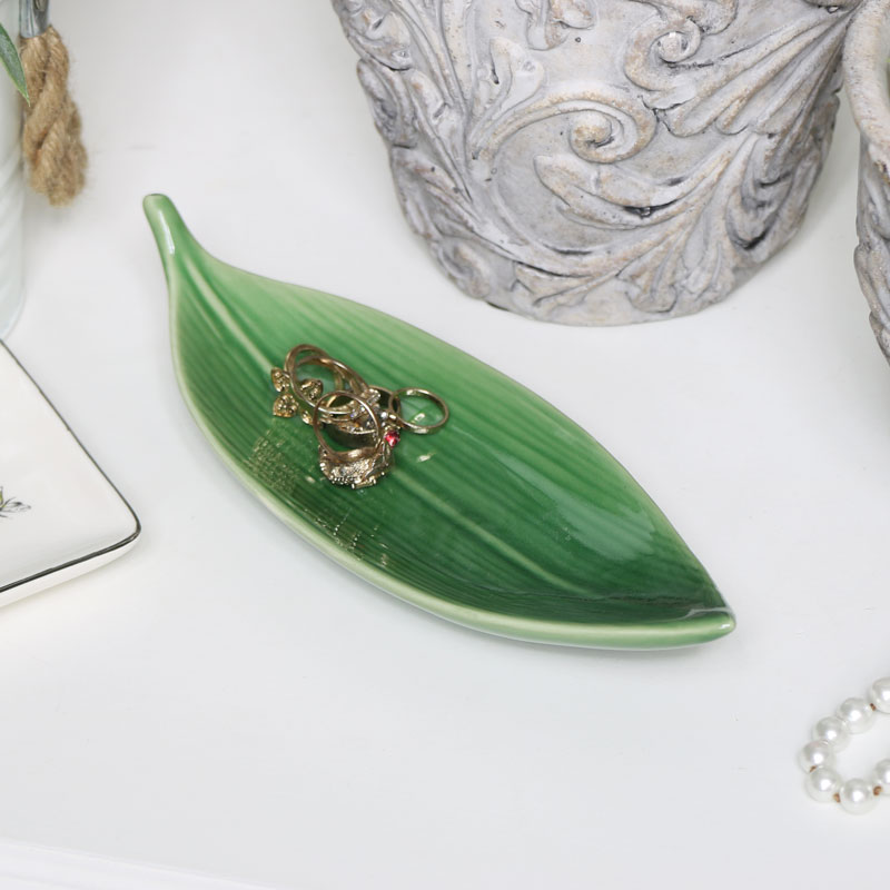 Green Ceramic Lily Leaf Dish