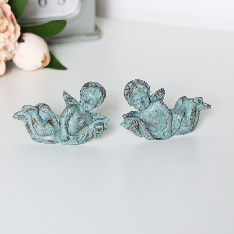 Green Cherub Door Knobs - Pair