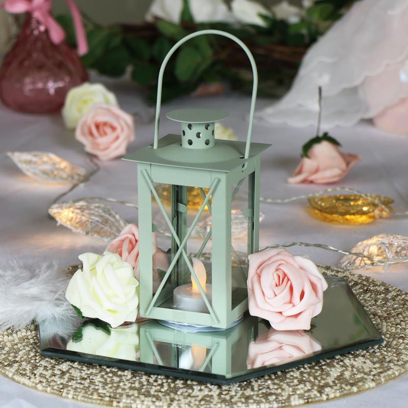 Green LED Candle Lantern