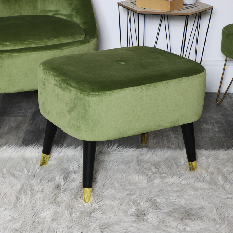 Green Velvet Footstool SHOWROOM MODEL