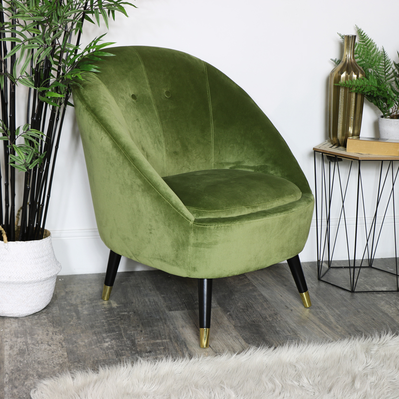 Green Velvet Occasional Tub Chair SHOWROOM SECONDS MODEL