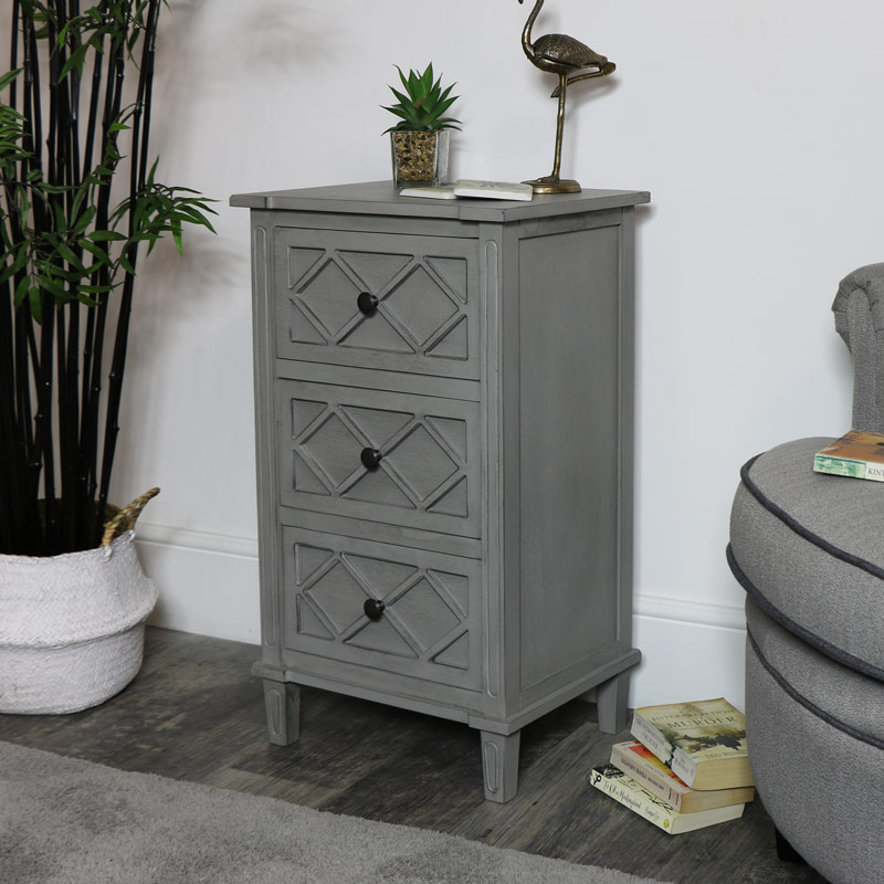 Grey Bedside Cabinet - Venice Range