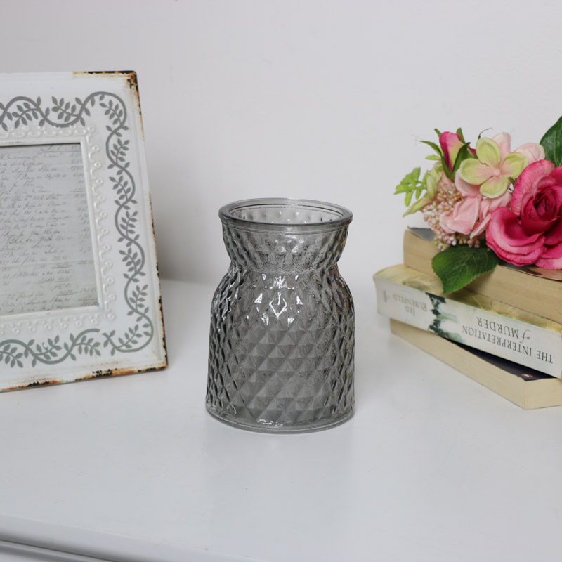 Grey Cut Glass Vase