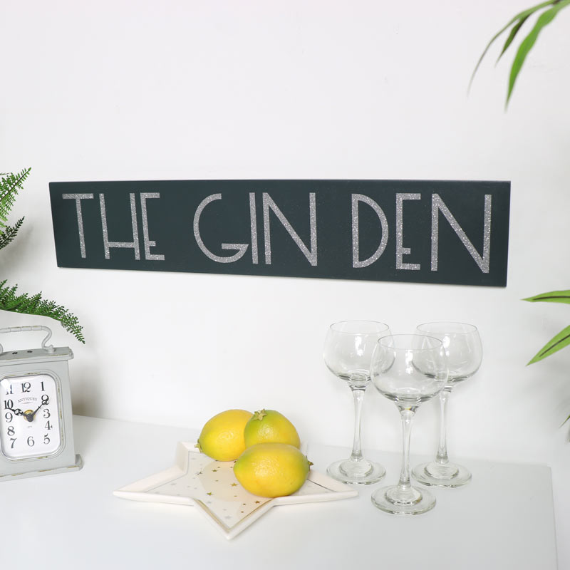 Grey Glitter Gin Sign 