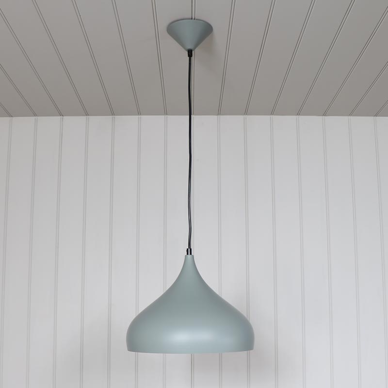 Grey Metal Dome Pendant Ceiling Light Fitting