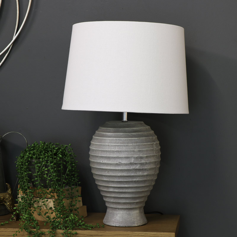 Grey Stone Round Table Lamp